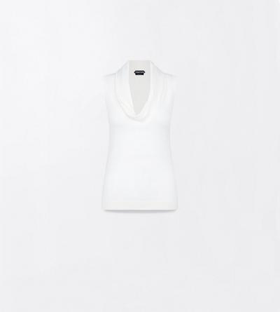 TOM FORD WOOL WHITE EXTRA FINE MERINO DRAPE NECK TANK TOP