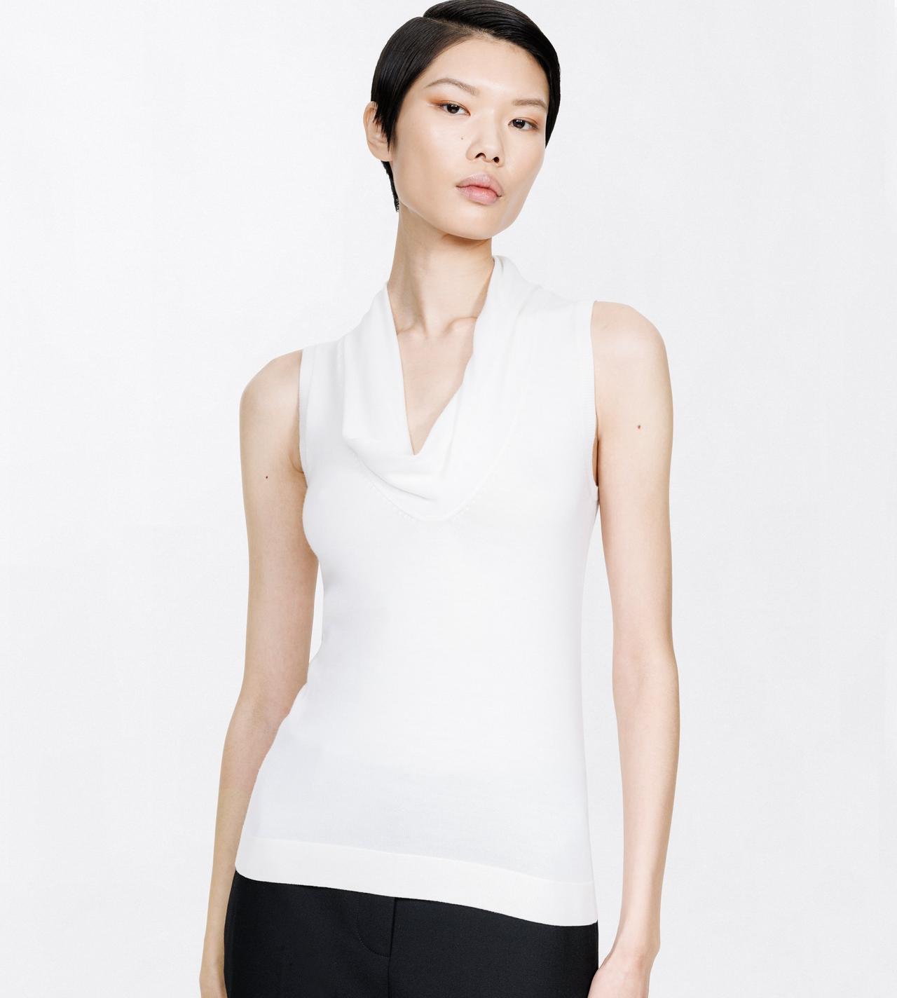 TOM FORD WOOL WHITE EXTRA FINE MERINO DRAPE NECK TANK TOP
