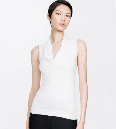 TOM FORD WOOL WHITE EXTRA FINE MERINO DRAPE NECK TANK TOP