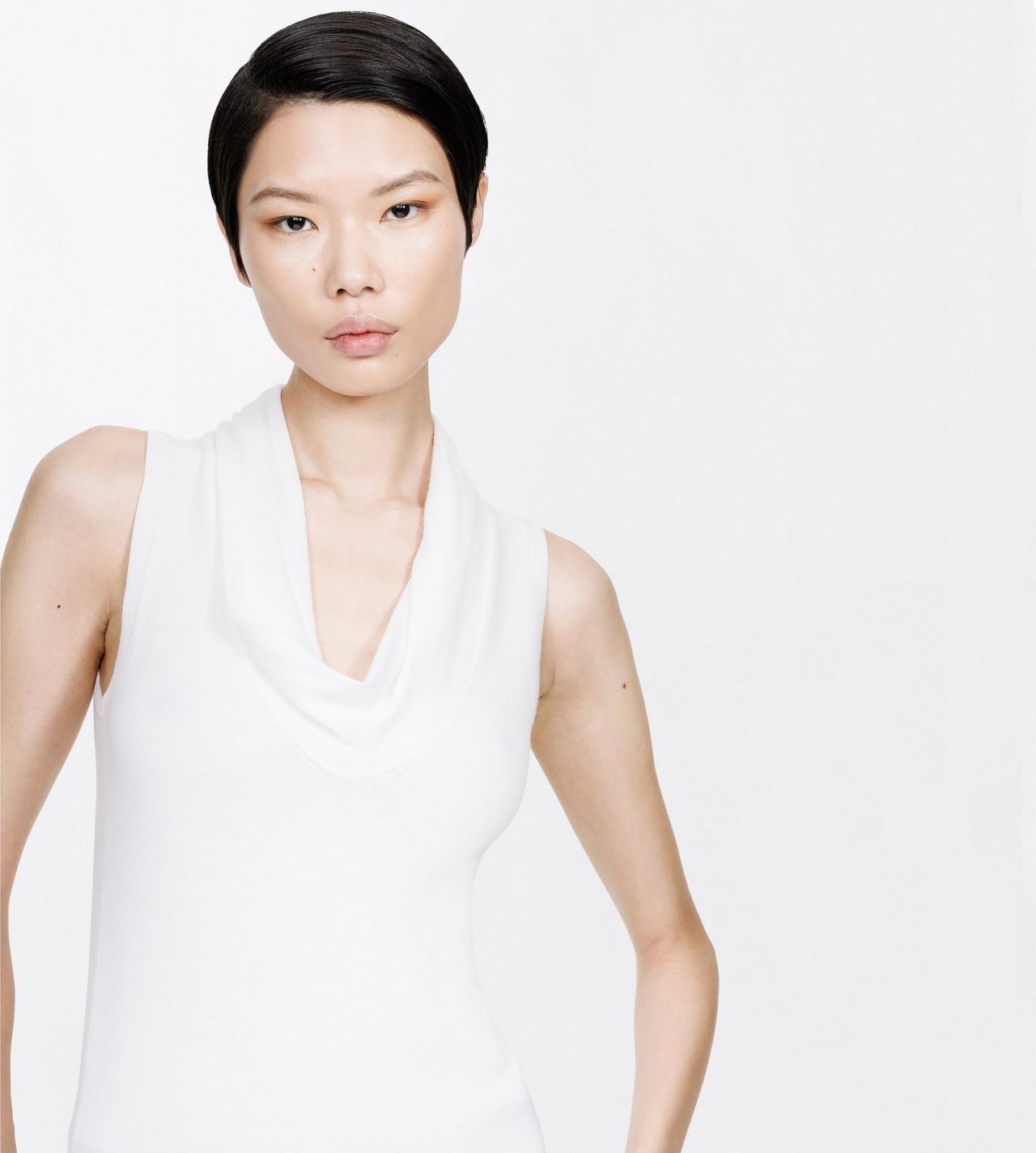 TOM FORD WOOL WHITE EXTRA FINE MERINO DRAPE NECK TANK TOP