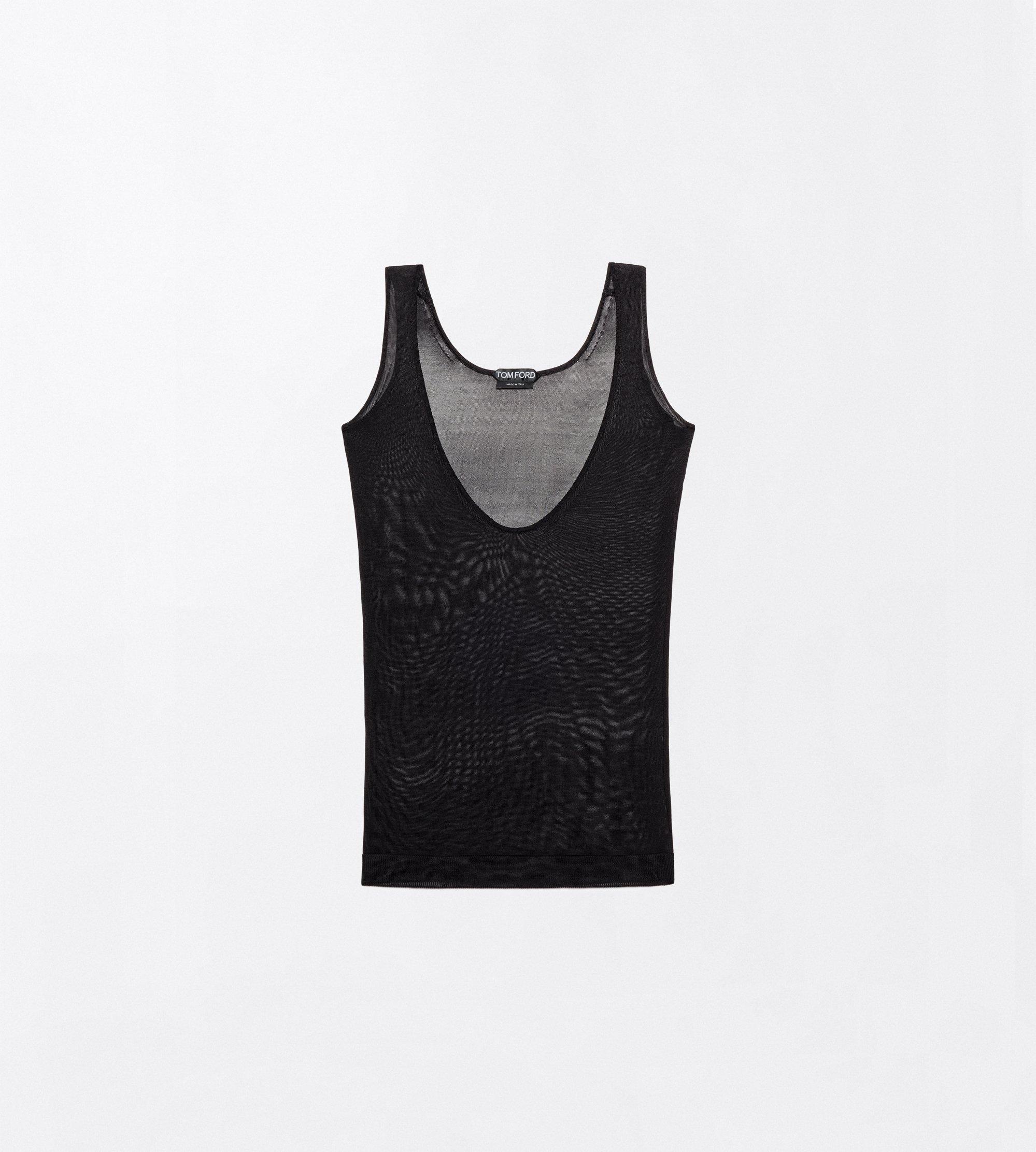SEAMLESS FINE SHEER VISCOSE SCOOP NECK TANK TOP