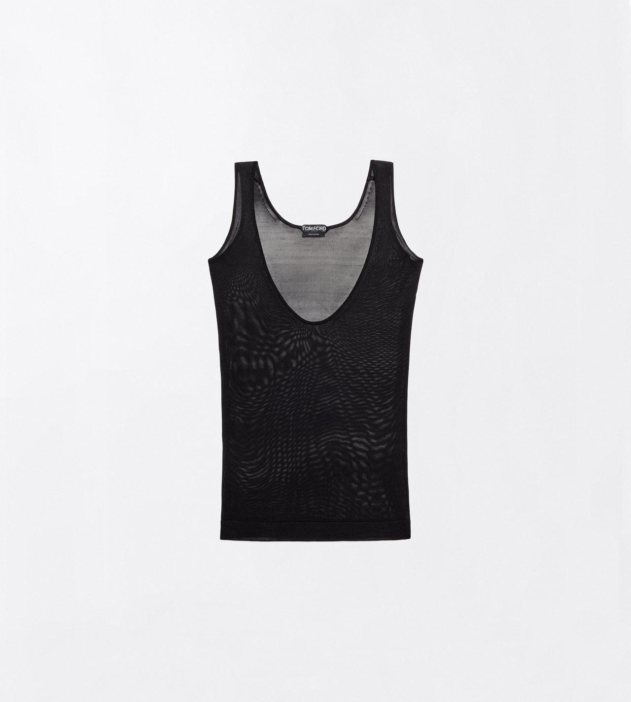 TOM FORD VISCOSE BLEND BLACK SEAMLESS FINE SHEER VISCOSE SCOOP NECK TANK TOP