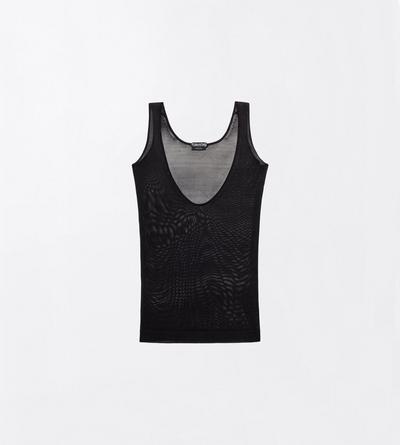 TOM FORD VISCOSE BLEND BLACK SEAMLESS FINE SHEER VISCOSE SCOOP NECK TANK TOP