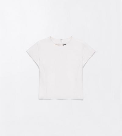 TOM FORD LEATHER OFF WHITE LIGHTWEIGHT GUANTERIA LAMBSKIN FITTED T-SHIRT