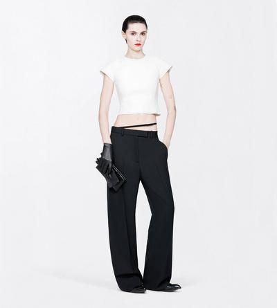 TOM FORD LEATHER OFF WHITE LIGHTWEIGHT GUANTERIA LAMBSKIN FITTED T-SHIRT