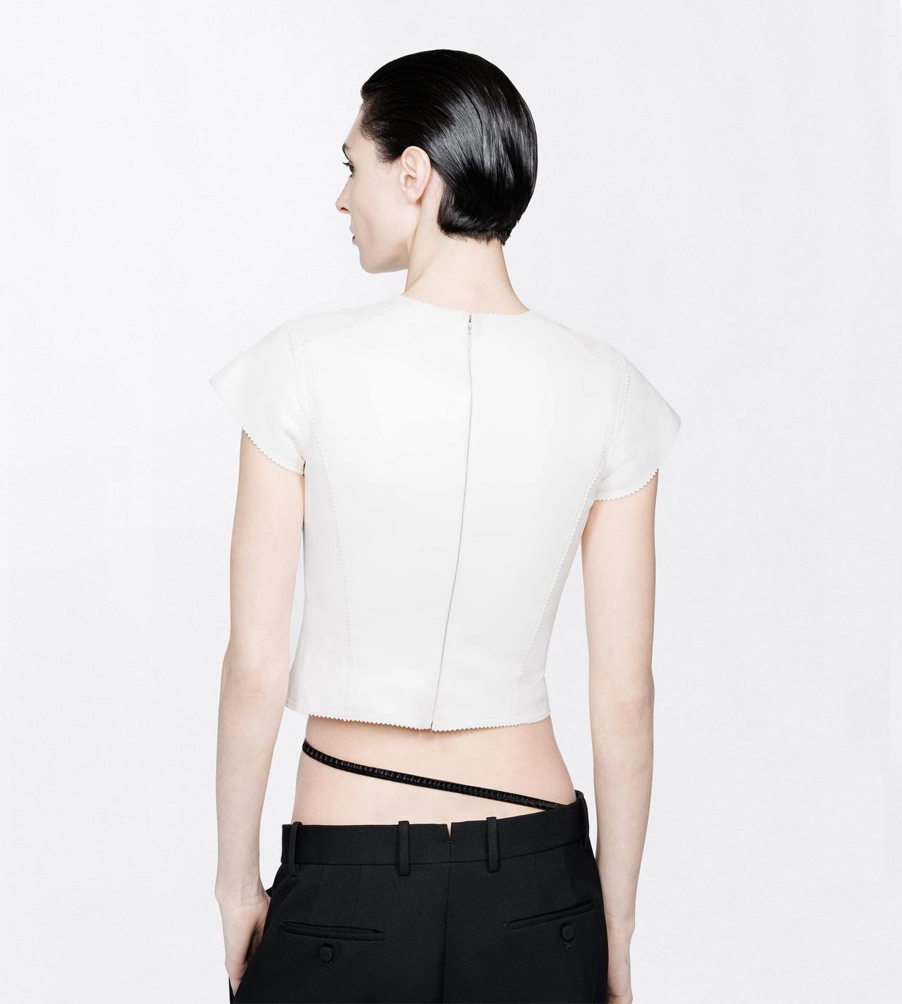TOM FORD LEATHER OFF WHITE LIGHTWEIGHT GUANTERIA LAMBSKIN FITTED T-SHIRT