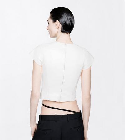 TOM FORD LEATHER OFF WHITE LIGHTWEIGHT GUANTERIA LAMBSKIN FITTED T-SHIRT