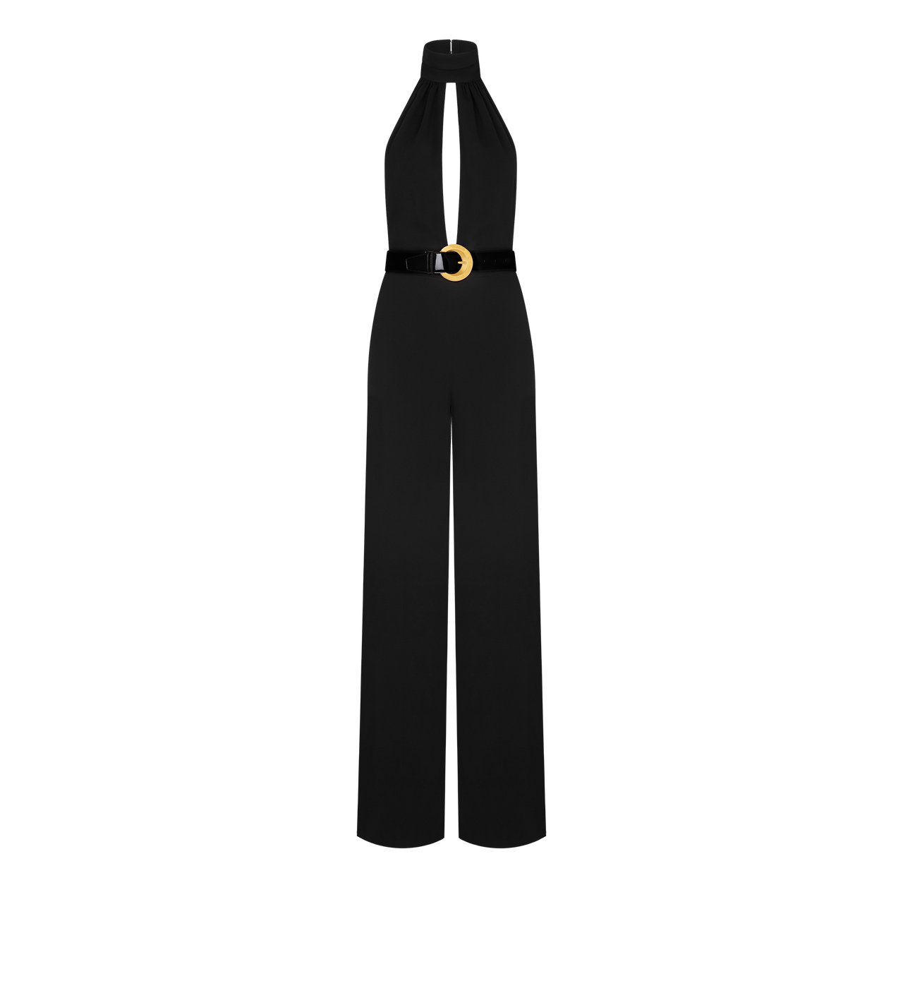 SABLE' HALTER NECK BELTED JUMPSUIT image number 0