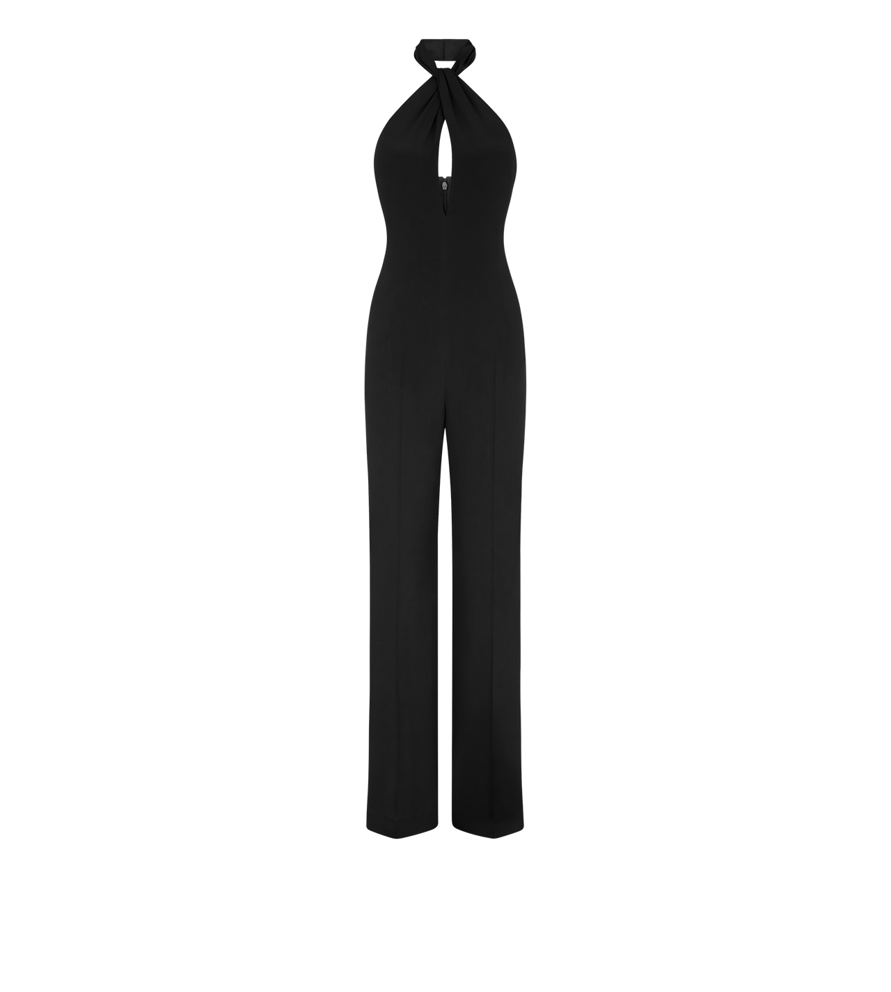 HALTERNECK TWIST FRONT SILK JUMPSUIT image number 0