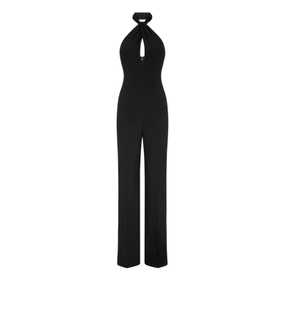 HALTERNECK TWIST FRONT SILK JUMPSUIT