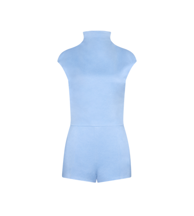 WASHED COTTON SILK BLEND DUCHESSE PLAYSUIT WITH CUT-OUT