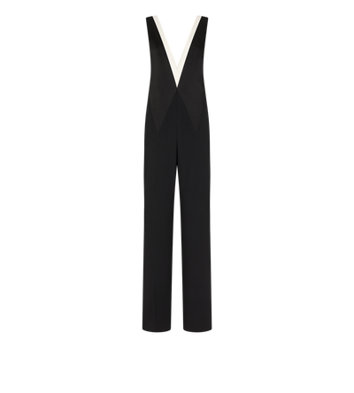 HEAVY CREPE SATIN V-NECK JUMPSUIT image number 0