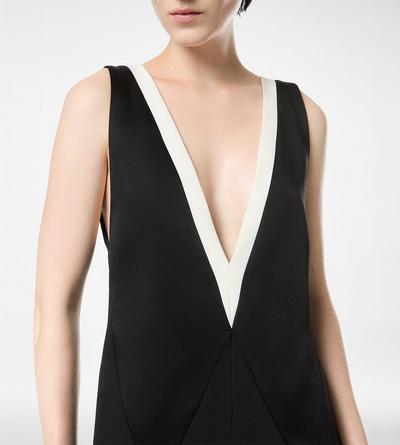 HEAVY CREPE SATIN V-NECK JUMPSUIT image number 1