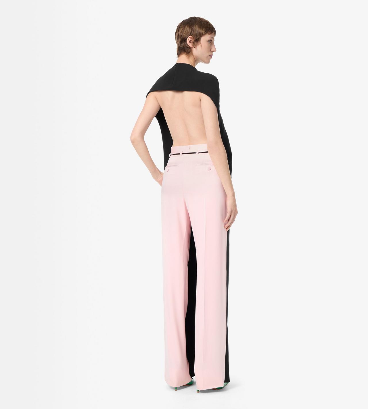 TOM FORD SILK BLACK + PINK IMPOSSIBLE BACKLESS CAP SLEEVE BIPART JUMPSUIT