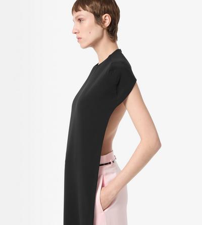 TOM FORD SILK BLACK + PINK IMPOSSIBLE BACKLESS CAP SLEEVE BIPART JUMPSUIT