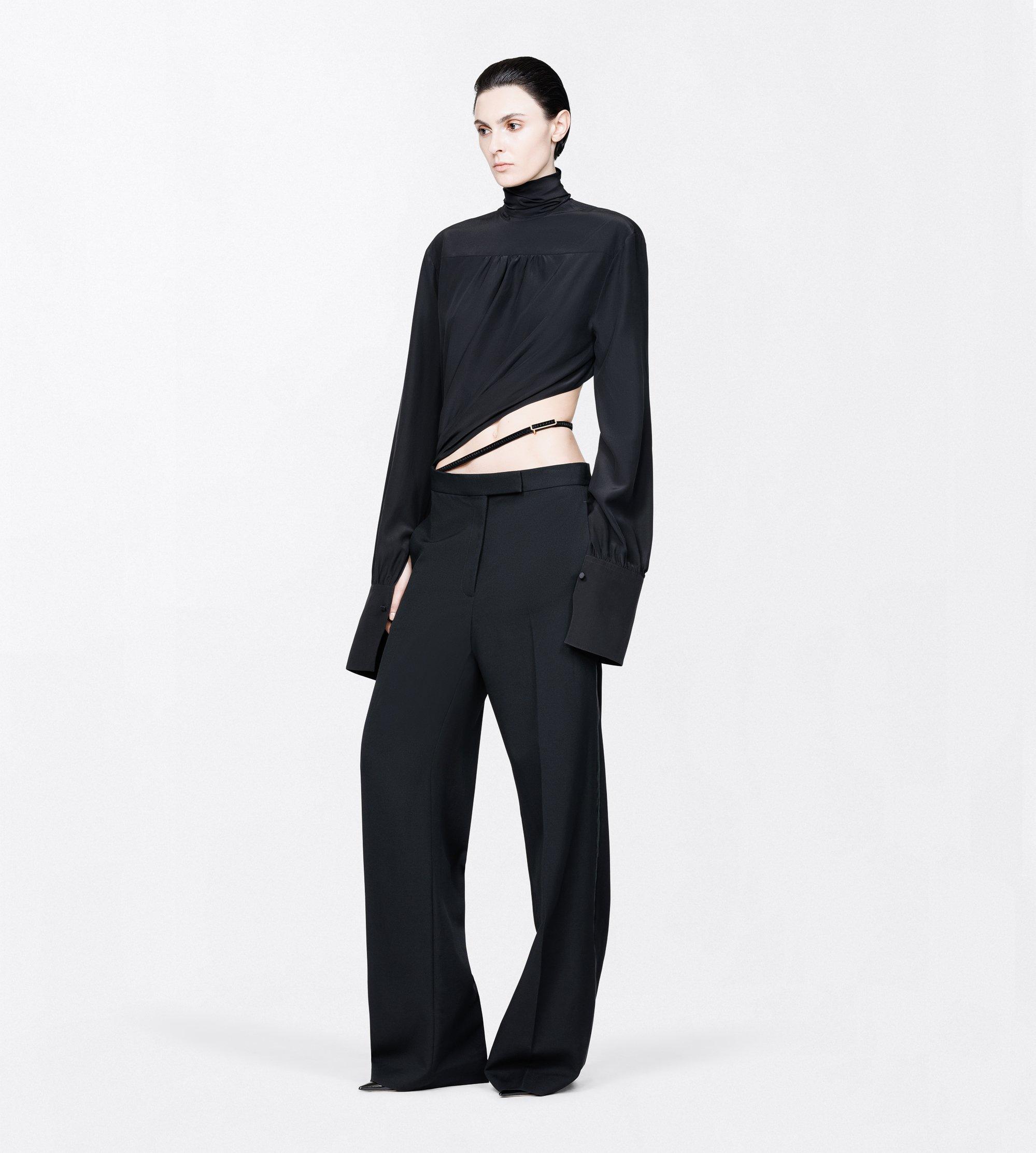 WASHED SILK TUXEDO JUMPSUIT WITH BELT DETAIL
