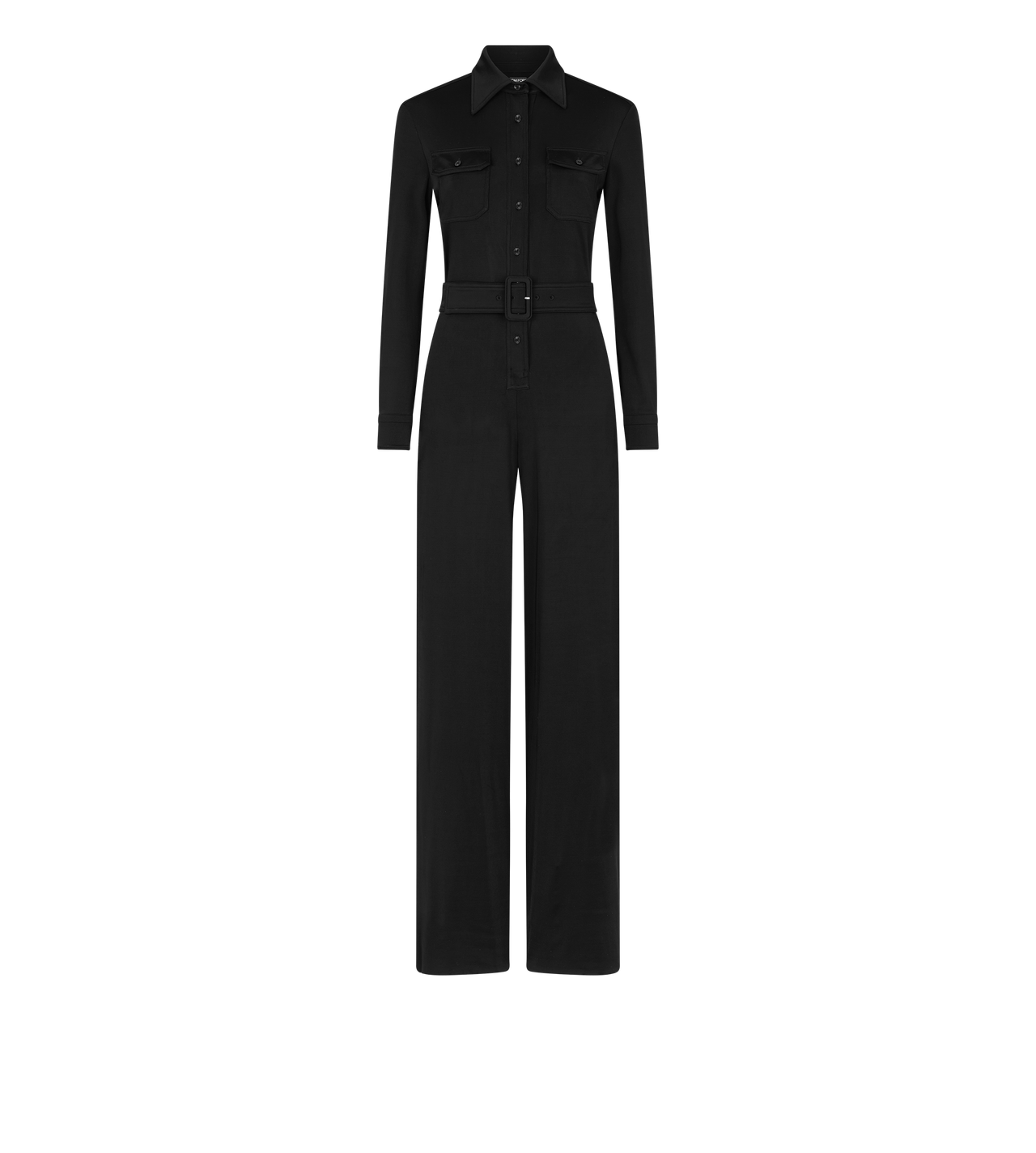 SATIN STRETCH JERSEY BELTED JUMPSUIT image number 0