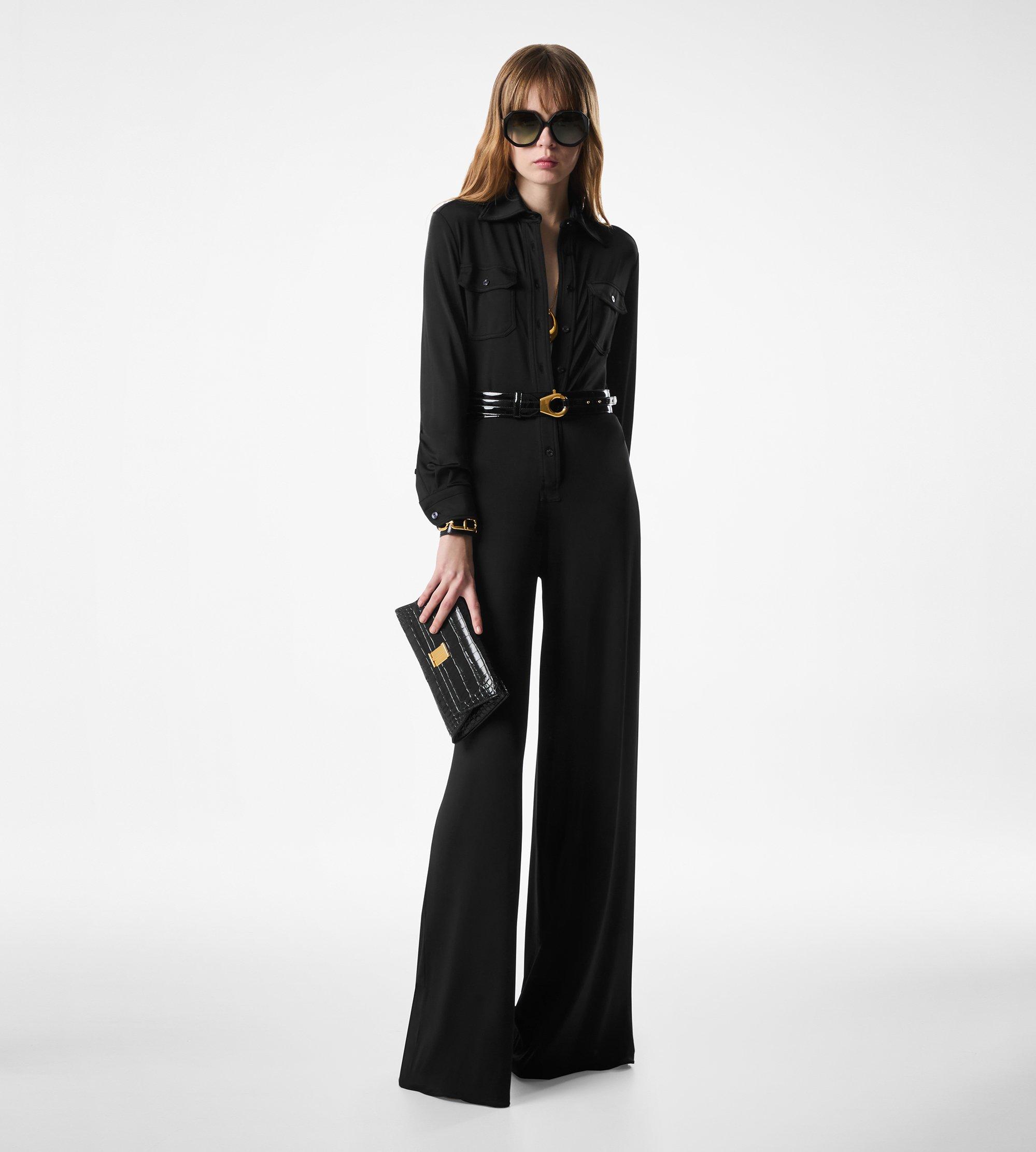 SATIN STRETCH JERSEY BELTED JUMPSUIT | Tom Ford Fashion