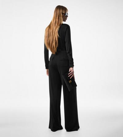 SATIN STRETCH JERSEY BELTED JUMPSUIT image number 3