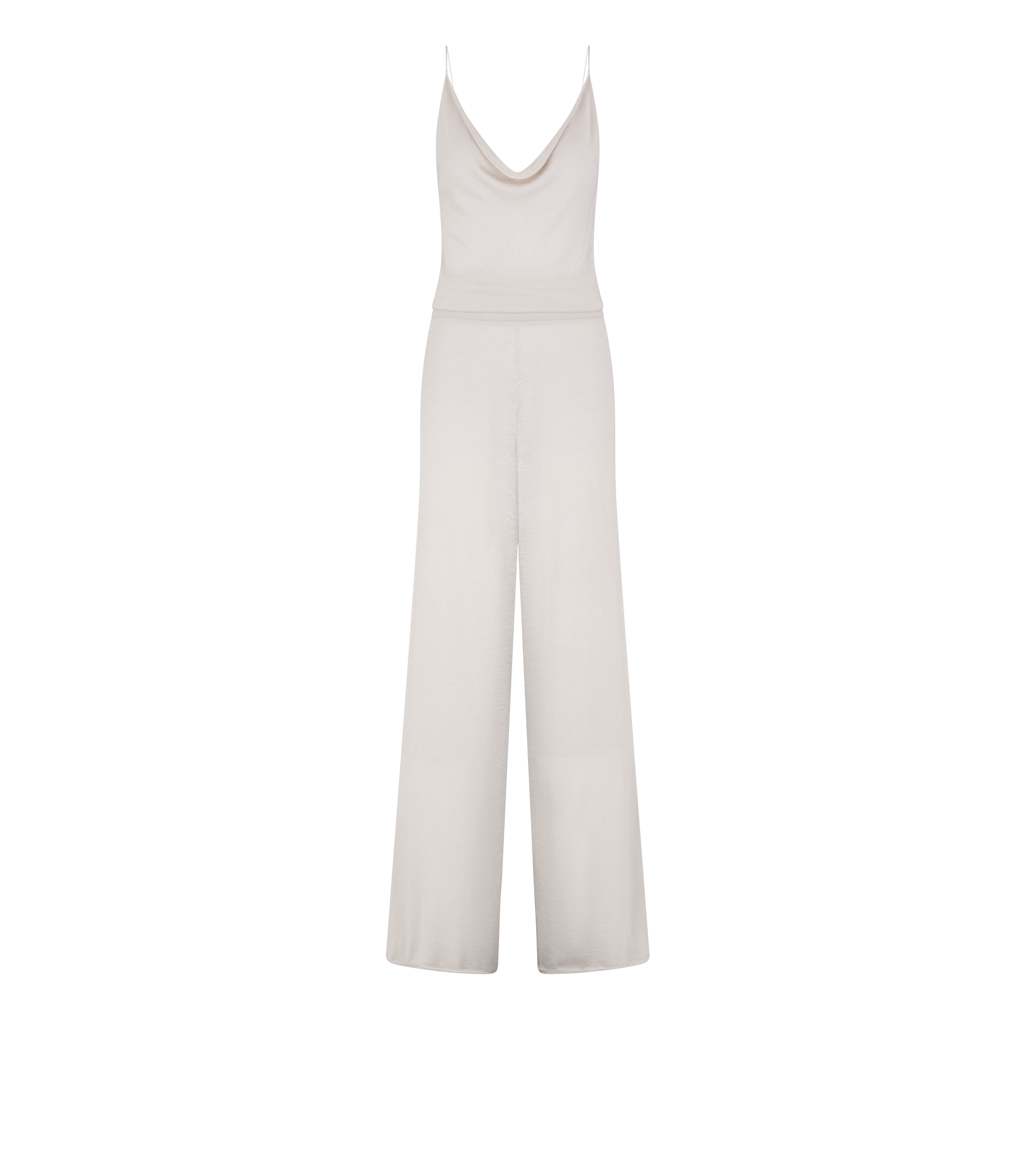 FINE CASHMERE SILK KNIT COWL COLLAR JUMPSUIT
