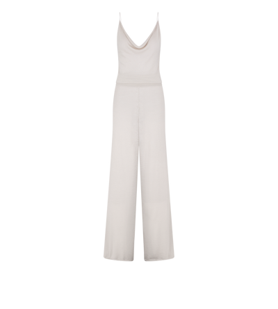 FINE CASHMERE SILK KNIT COWL COLLAR JUMPSUIT