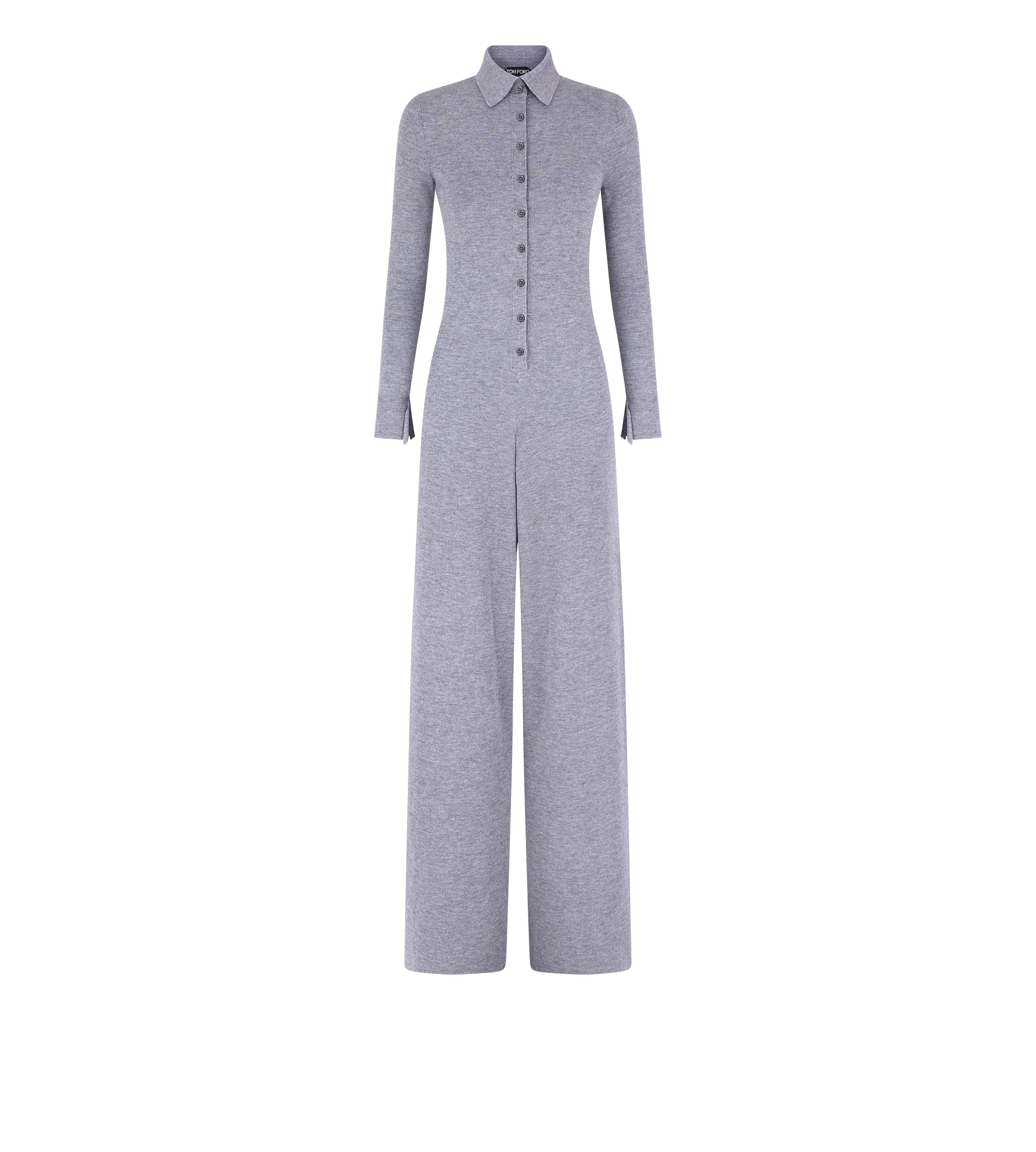 COMPACT FINE CASHMERE SILK KNIT POLO JUMPSUIT