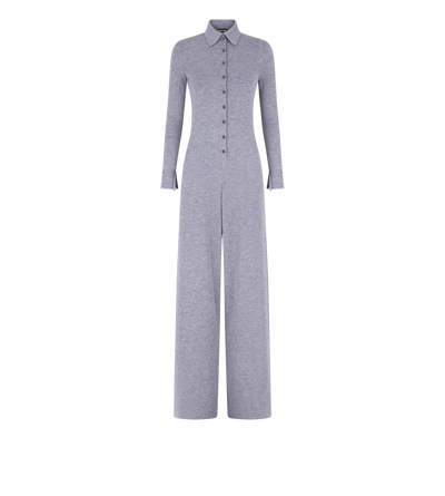 COMPACT FINE CASHMERE SILK KNIT POLO JUMPSUIT