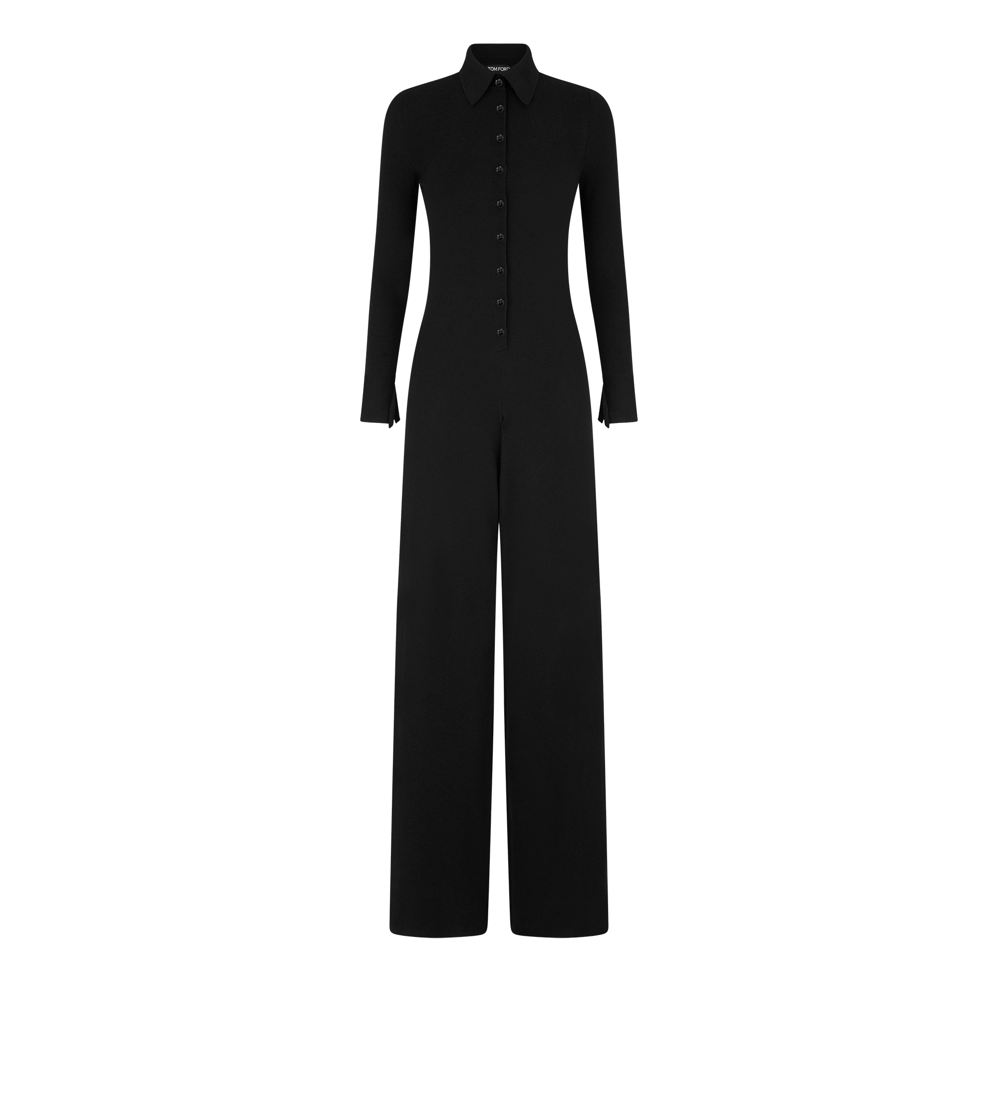 COMPACT FINE CASHMERE SILK KNIT POLO JUMPSUIT