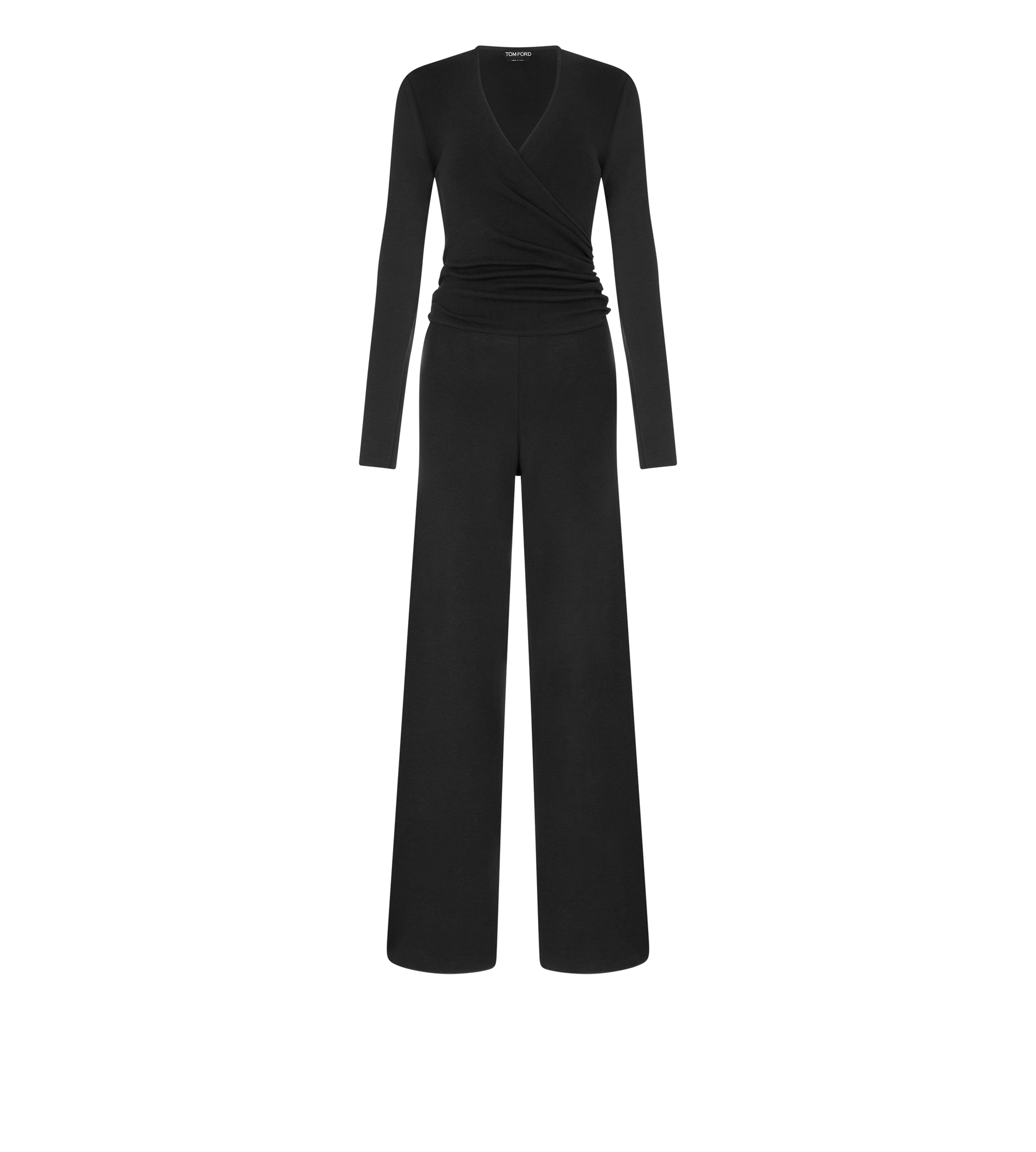 LONG SLEEVE WRAP WOOL JUMPSUIT