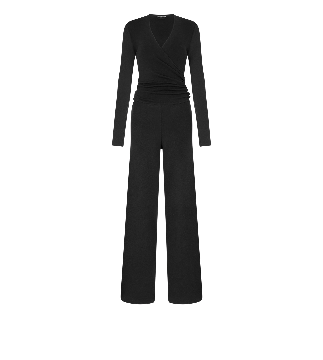 LONG SLEEVE WRAP WOOL JUMPSUIT image number 0