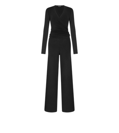 LONG SLEEVE WRAP WOOL JUMPSUIT image number 0