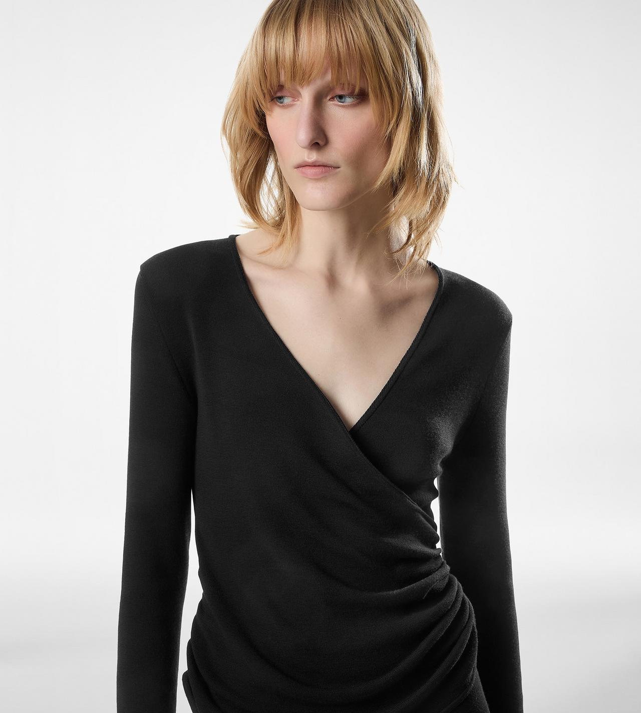 LONG SLEEVE WRAP WOOL JUMPSUIT image number 1