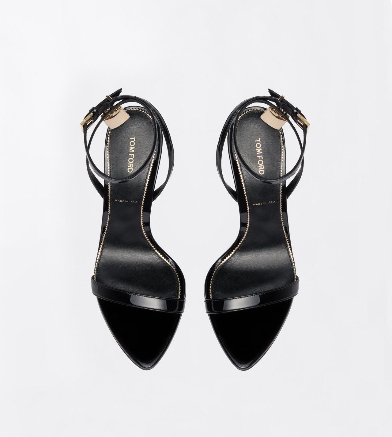 TOM FORD LEATHER BLACK SANDALE PADLOCK NU-PIED &Agrave; BOUT POINTU EN CUIR VERNI