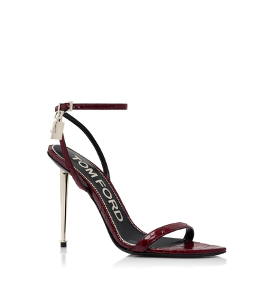 SEMI SHINY PRINTED PYTHON PADLOCK POINTY NAKED SANDAL image number 1
