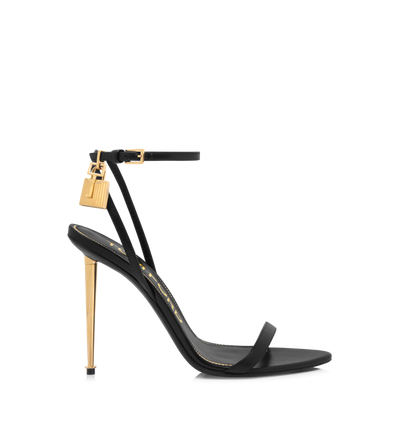 SHINY LEATHER PADLOCK POINTY NAKED SANDAL