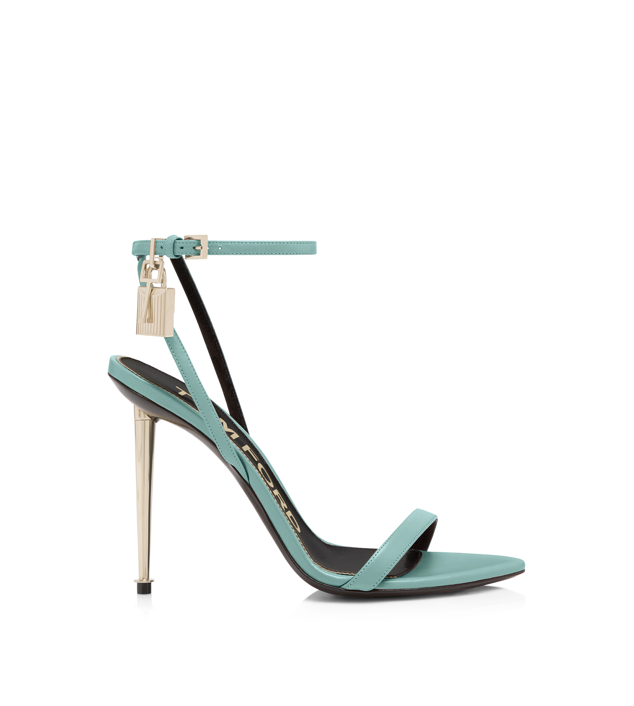 SHINY LEATHER PADLOCK POINTY NAKED SANDAL image number 0