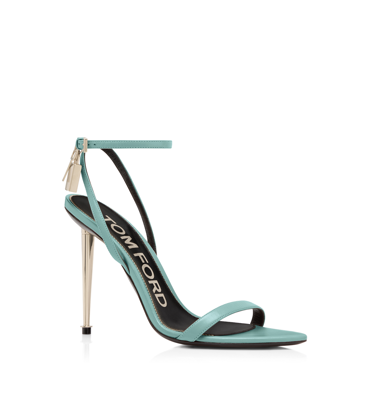 SHINY LEATHER PADLOCK POINTY NAKED SANDAL image number 1