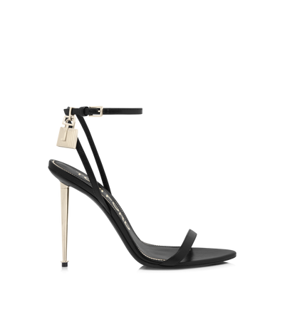 SHINY LEATHER PADLOCK POINTY NAKED SANDAL image number 0