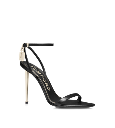 SHINY LEATHER PADLOCK POINTY NAKED SANDAL image number 1