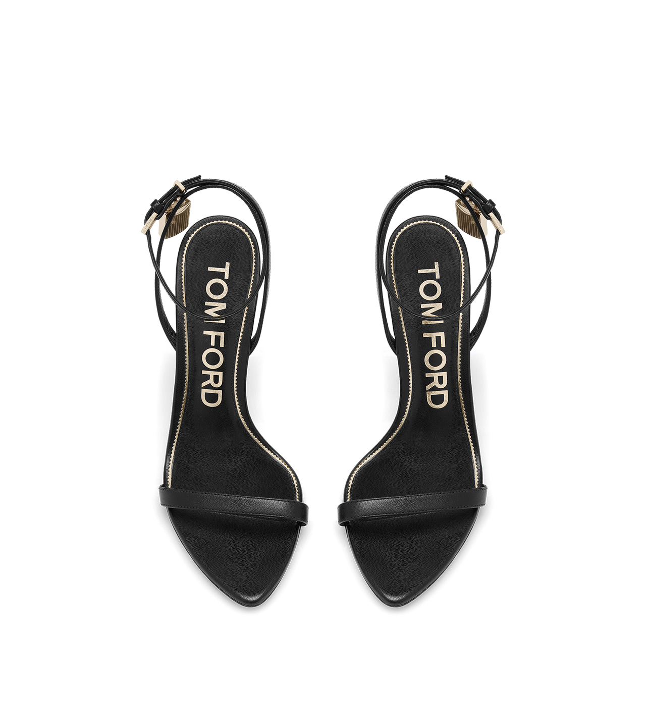 SHINY LEATHER PADLOCK POINTY NAKED SANDAL image number 3