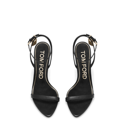 SHINY LEATHER PADLOCK POINTY NAKED SANDAL image number 3