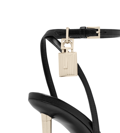 SHINY LEATHER PADLOCK POINTY NAKED SANDAL image number 4