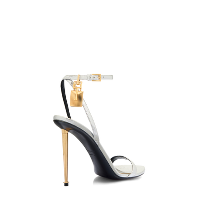 LAMINATED NAPPA LEATHER PADLOCK POINTY NAKED SANDAL image number 2