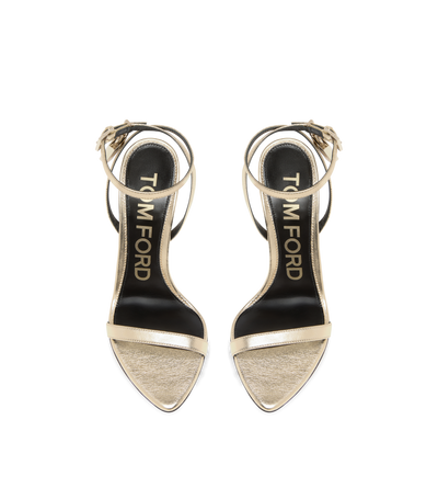 LAMINATED NAPPA LEATHER PADLOCK POINTY NAKED SANDAL image number 3