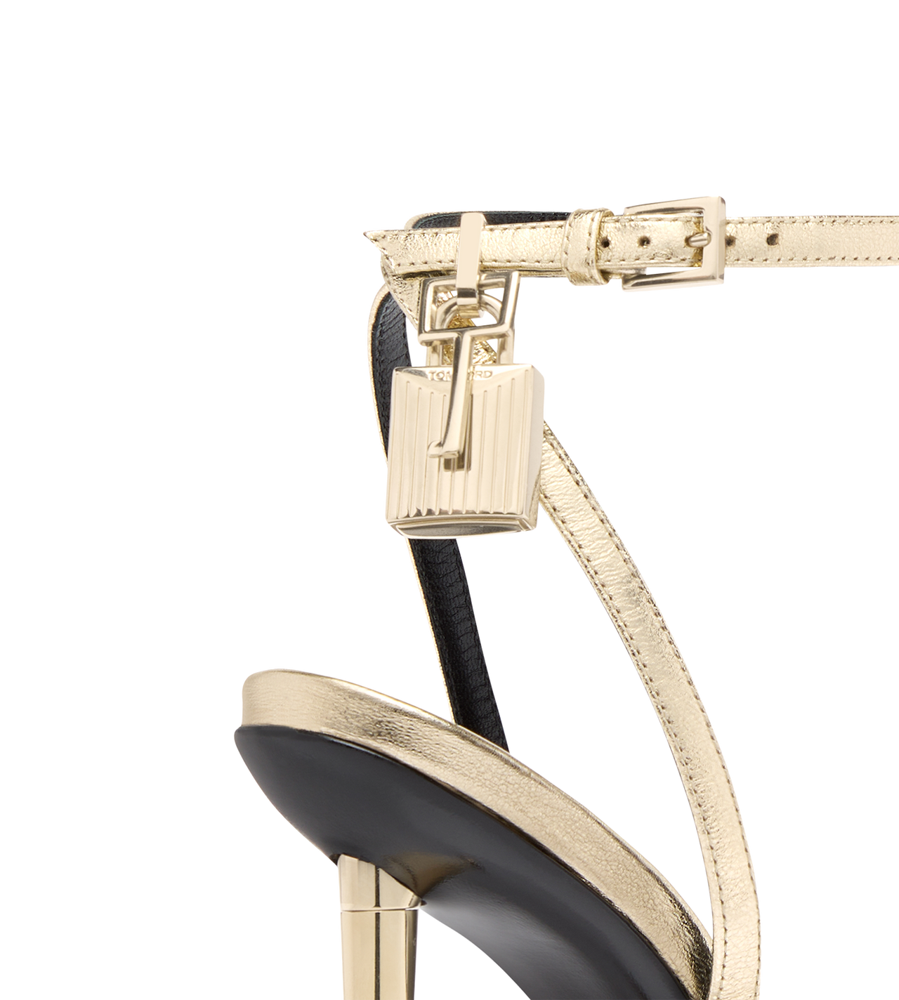 LAMINATED NAPPA LEATHER PADLOCK POINTY NAKED SANDAL image number 4
