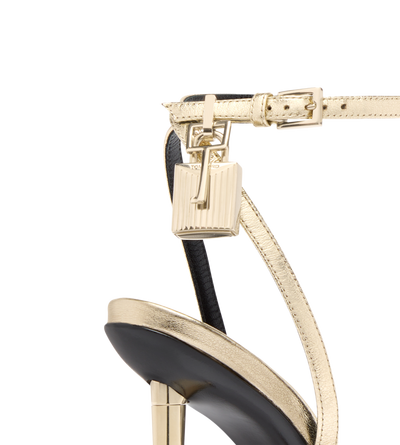 LAMINATED NAPPA LEATHER PADLOCK POINTY NAKED SANDAL image number 4