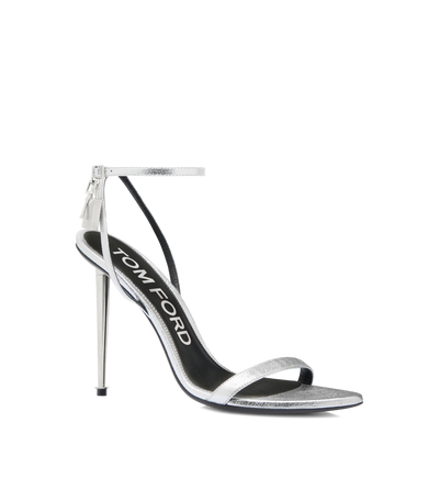 LAMINATED NAPPA LEATHER PADLOCK POINTY NAKED SANDAL image number 1