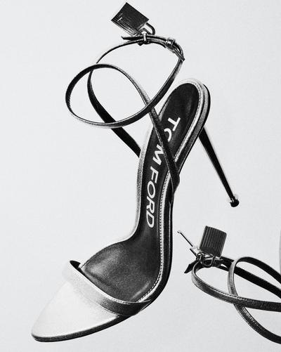 LAMINATED NAPPA LEATHER PADLOCK POINTY NAKED SANDAL image number 6
