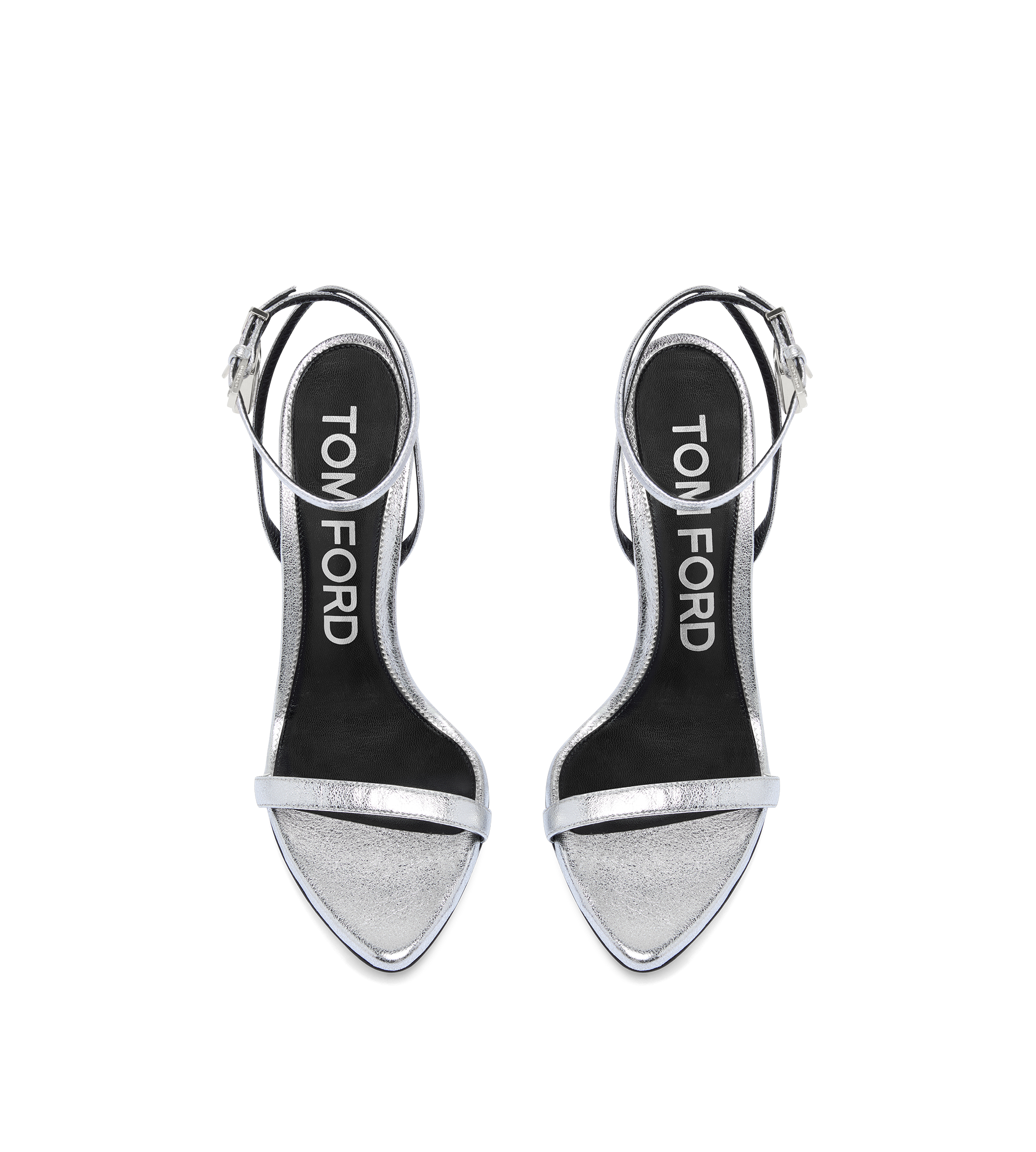 LAMINATED NAPPA LEATHER PADLOCK POINTY NAKED SANDAL | Tom
