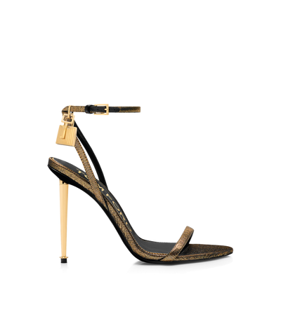 HAMMERED-EFFECT FABRIC PADLOCK POINTY NAKED SANDAL image number 0
